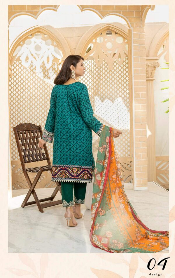 JA-04 Jawed Arts Luxury Embroidered Lawn Unstitched - Image 3