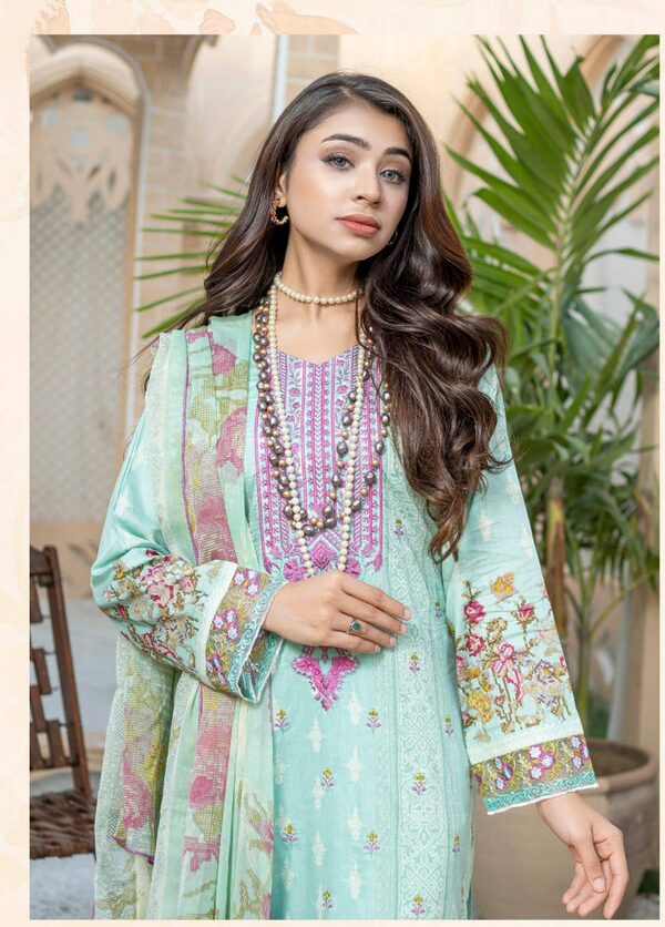 JA-09 Jawed Arts Luxury Embroidered Lawn Unstitched - Image 2