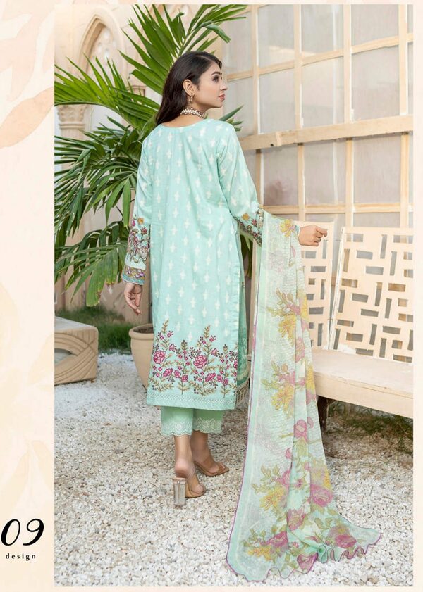 JA-09 Jawed Arts Luxury Embroidered Lawn Unstitched - Image 3