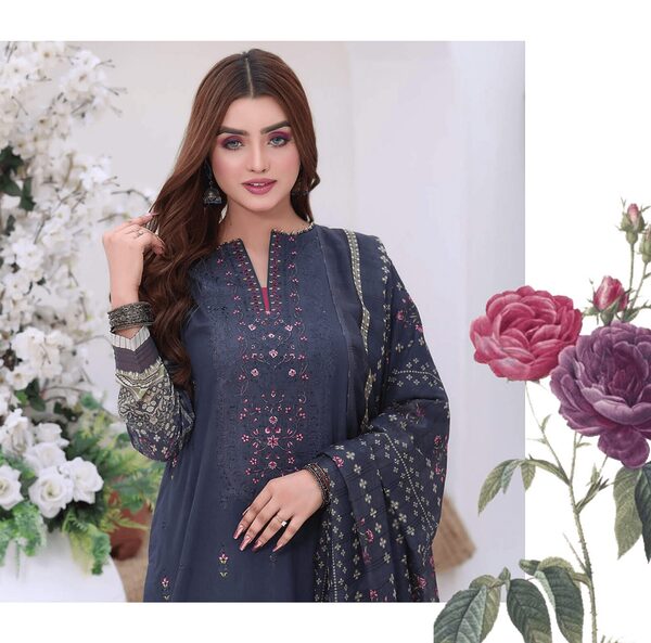 BH-05 Bin Hameed Luxury Embroidered Lawn Unstitched Suit - Image 4