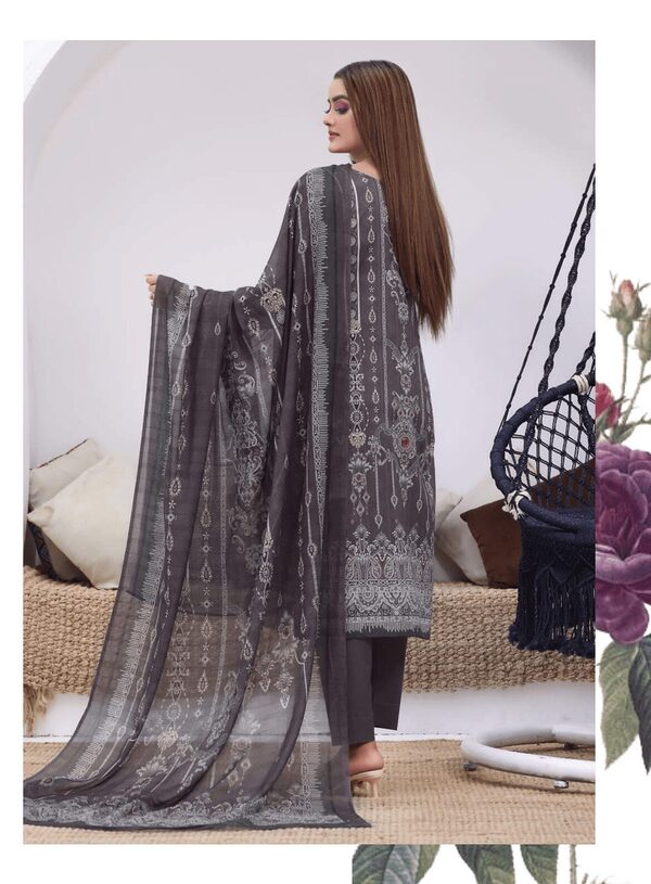 BH-01 Bin Hameed Luxury Embroidered Lawn Unstitched Suit - Image 3