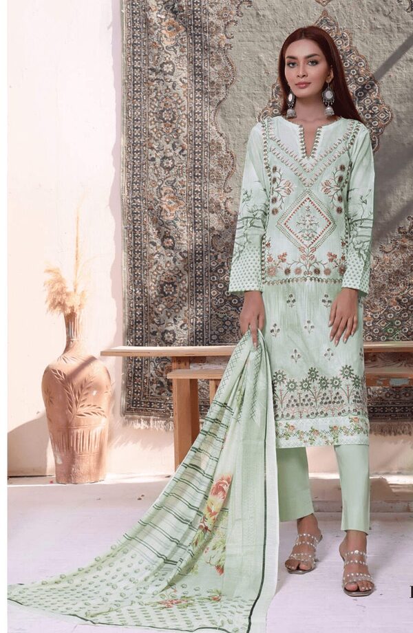BH-02 Bin Hameed Luxury Embroidered Lawn Unstitched Suit - Image 4