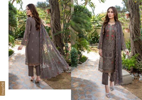 Rujhan Khas Luxury Embroidered Fine Swiss Unstitched D-04 - Image 7