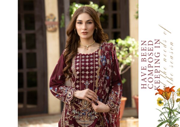 Rujhan Khas Luxury Embroidered Fine Swiss Unstitched D-06 - Image 7