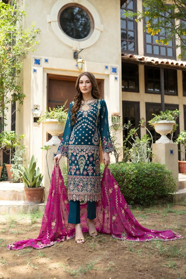 Rujhan Khas Luxury Embroidered Fine Swiss Unstitched D-03 - Image 3
