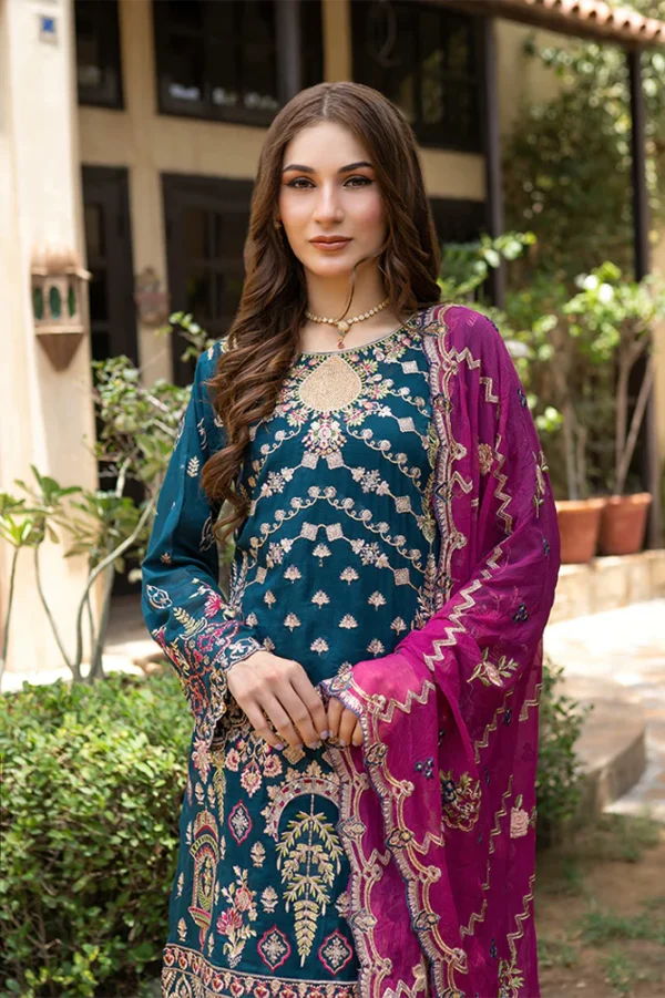 Rujhan Khas Luxury Embroidered Fine Swiss Unstitched D-03 - Image 4