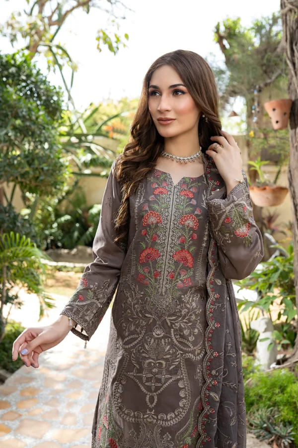 Rujhan Khas Luxury Embroidered Fine Swiss Unstitched D-04 - Image 5