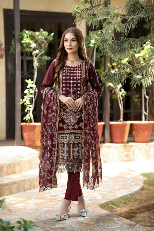 Rujhan Khas Luxury Embroidered Fine Swiss Unstitched D-06 - Image 3