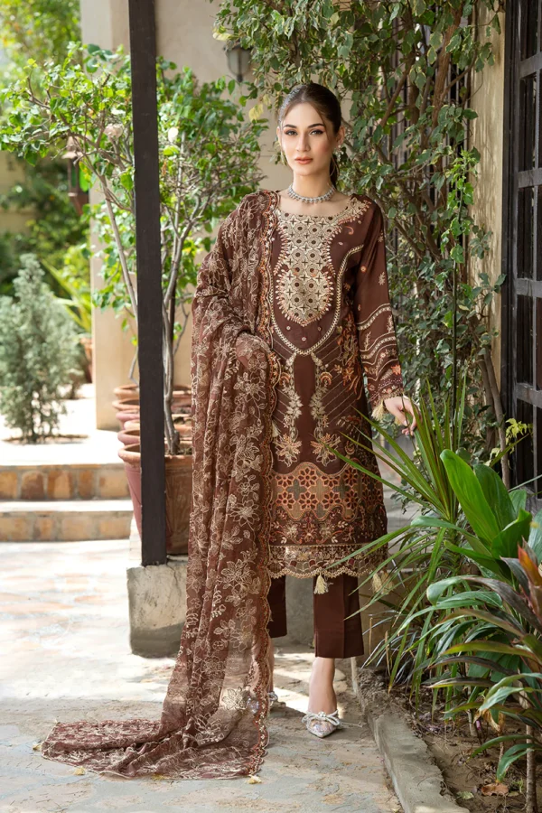 Rujhan Khas Luxury Embroidered Fine Swiss Unstitched D-08 - Image 3