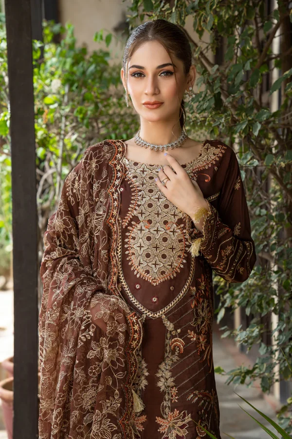 Rujhan Khas Luxury Embroidered Fine Swiss Unstitched D-08 - Image 4