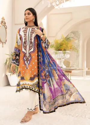 D-2 Vitalia Printed Embroidered Linen Unstitched