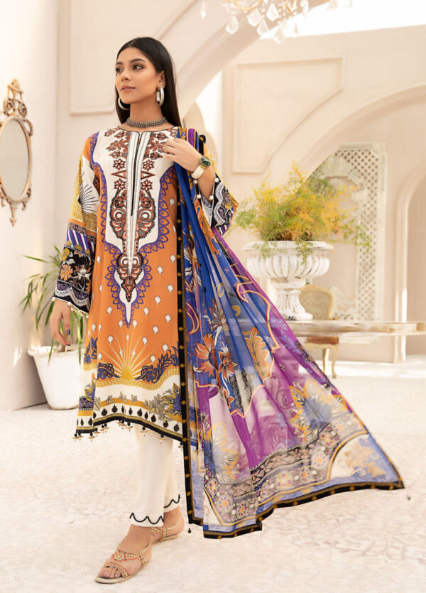 D-2 Vitalia Printed Embroidered Linen Unstitched