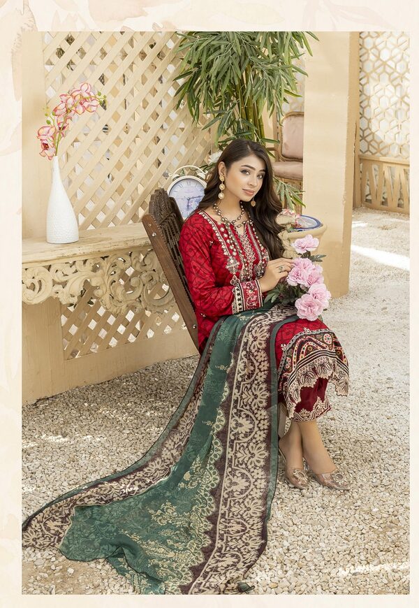 JA-01 Jawed Arts Luxury Embroidered Lawn Unstitched - Image 4