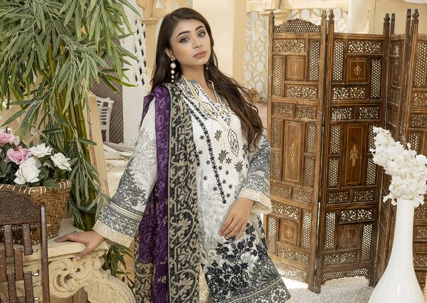 JA-02 Jawed Arts Luxury Embroidered Lawn Unstitched - Image 4