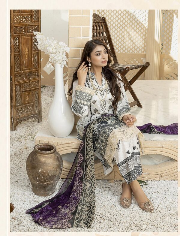 JA-02 Jawed Arts Luxury Embroidered Lawn Unstitched - Image 6