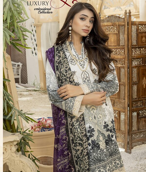 JA-02 Jawed Arts Luxury Embroidered Lawn Unstitched - Image 3