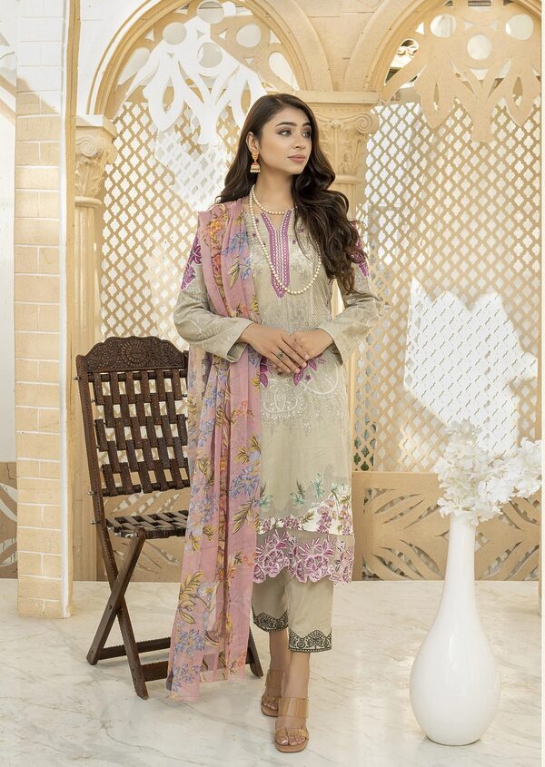 JA-03 Jawed Arts Luxury Embroidered Lawn Unstitched - Image 7