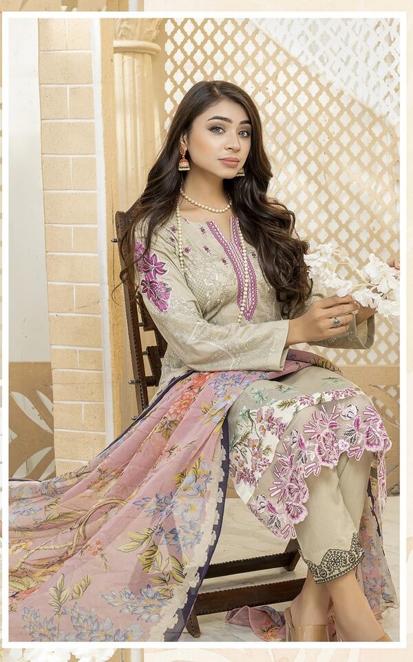 JA-03 Jawed Arts Luxury Embroidered Lawn Unstitched - Image 6