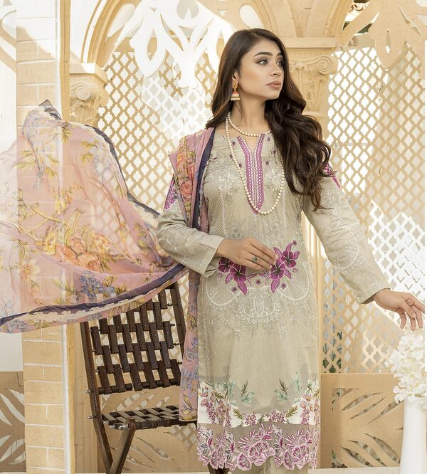 JA-03 Jawed Arts Luxury Embroidered Lawn Unstitched - Image 4
