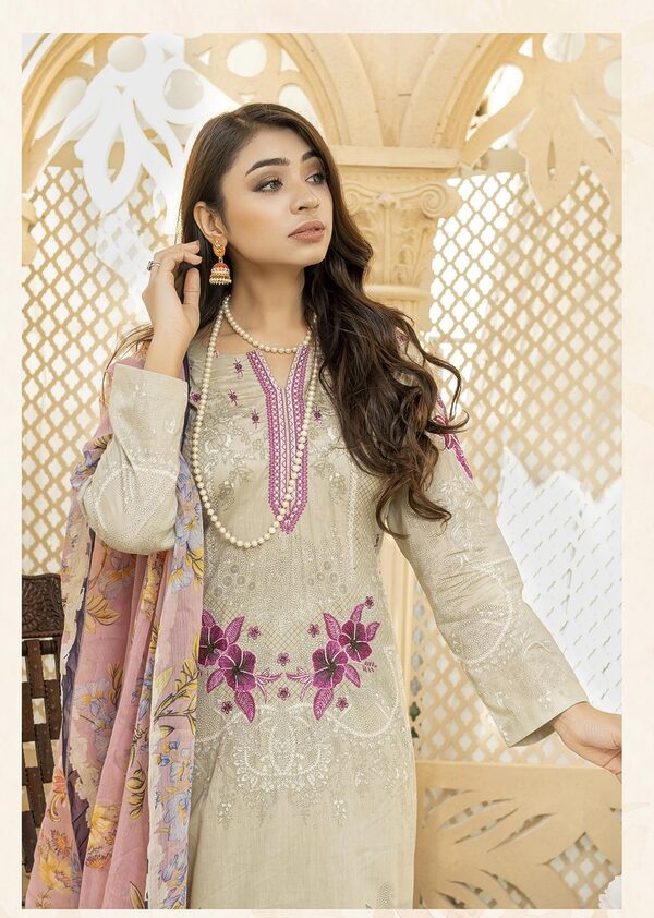 JA-03 Jawed Arts Luxury Embroidered Lawn Unstitched - Image 5
