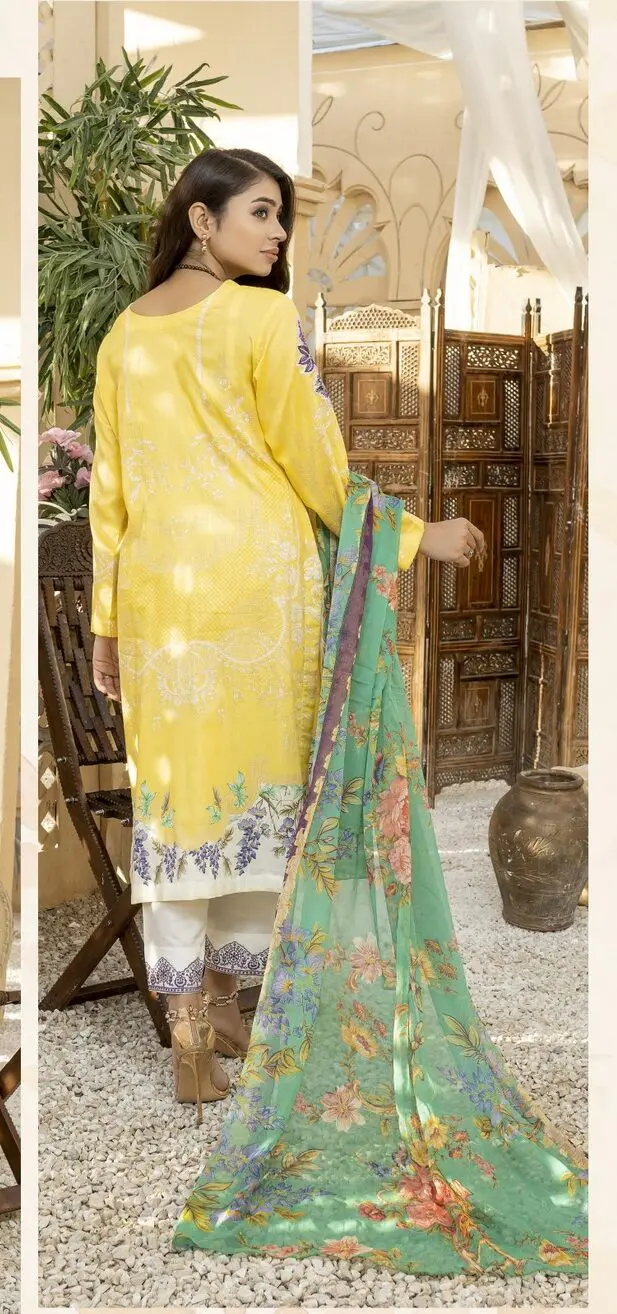 JA-06 Jawed Arts Luxury Embroidered Lawn Unstitched - Image 3