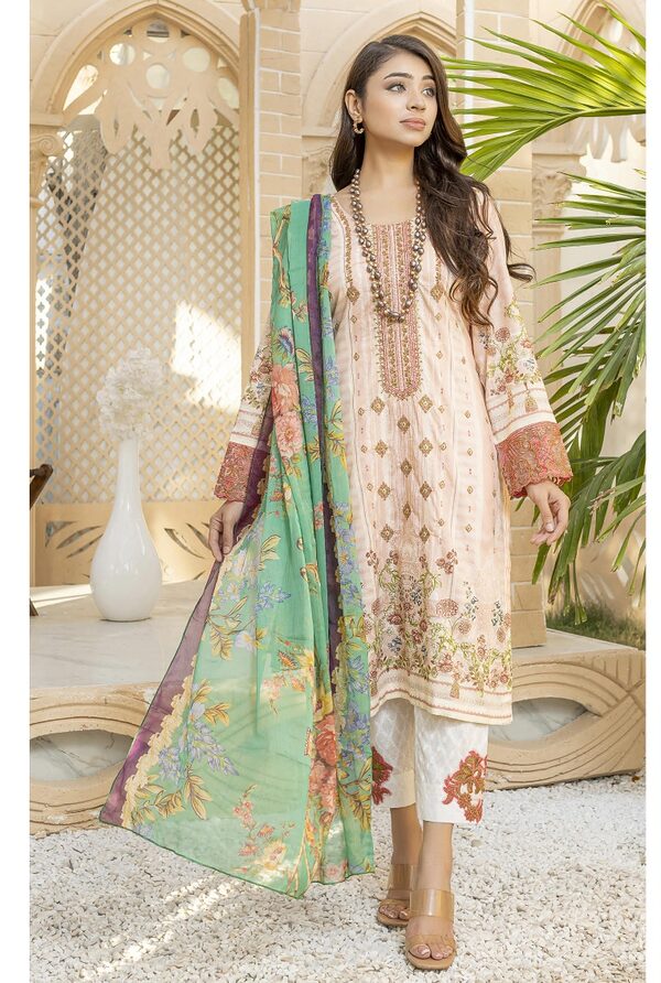 JA-07 Jawed Arts Luxury Embroidered Lawn Unstitched - Image 4