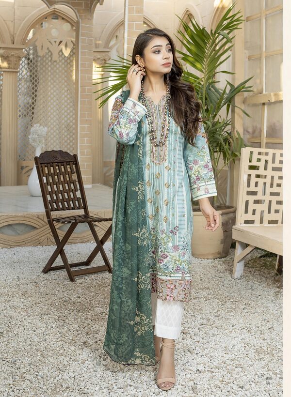 JA-08 Jawed Arts Luxury Embroidered Lawn Unstitched - Image 3