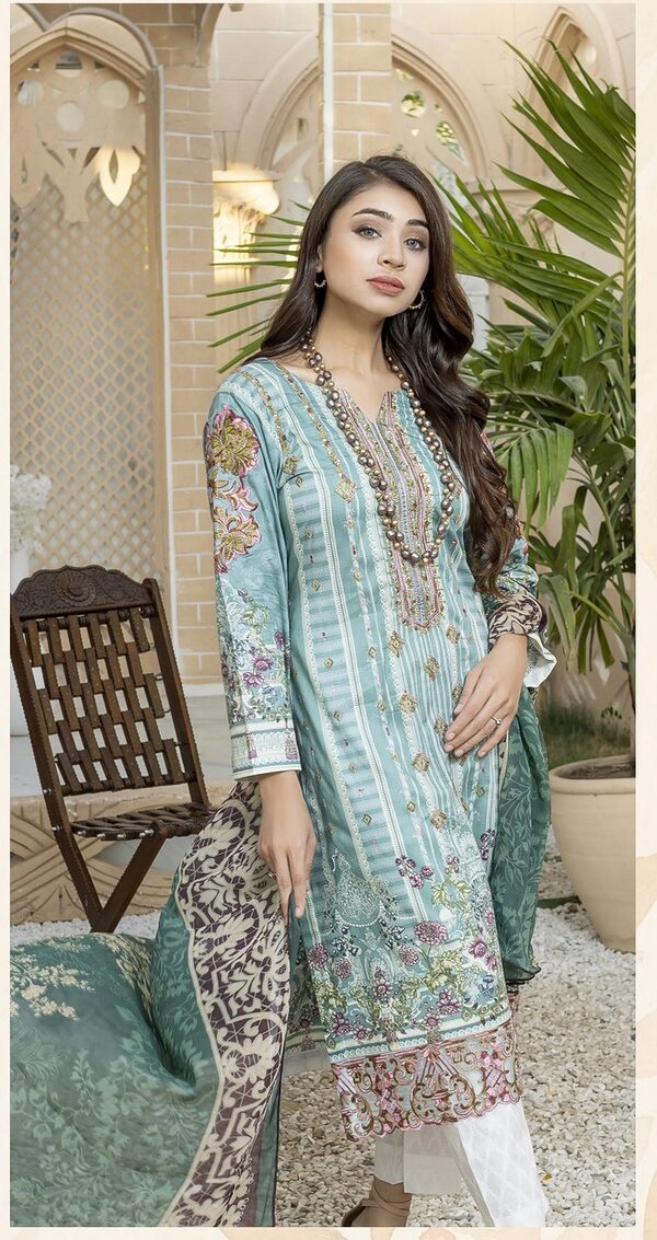 JA-08 Jawed Arts Luxury Embroidered Lawn Unstitched - Image 8