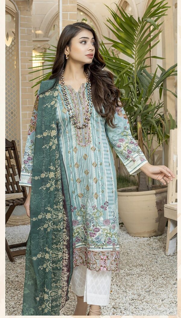 JA-08 Jawed Arts Luxury Embroidered Lawn Unstitched - Image 6