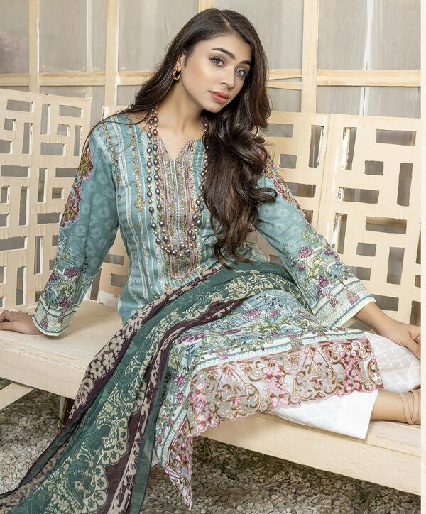 JA-08 Jawed Arts Luxury Embroidered Lawn Unstitched - Image 7