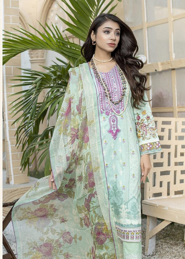 JA-09 Jawed Arts Luxury Embroidered Lawn Unstitched - Image 7
