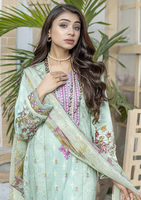 JA-09 Jawed Arts Luxury Embroidered Lawn Unstitched - Image 6