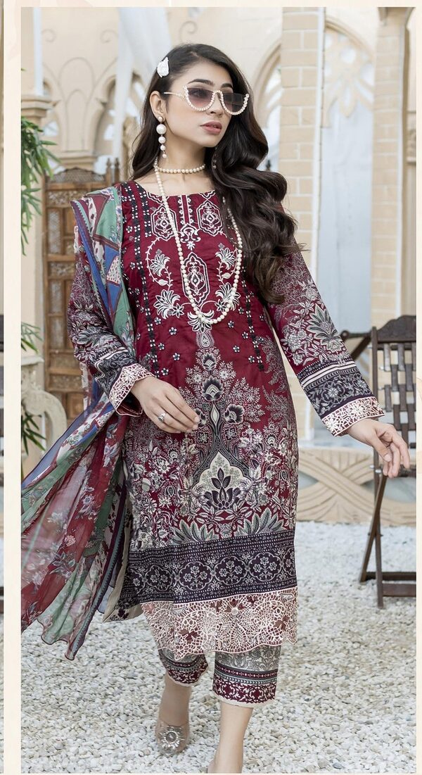 JA-10 Jawed Arts Luxury Embroidered Lawn Unstitched - Image 5