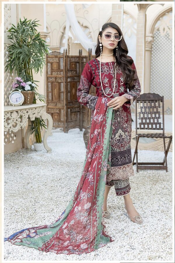 JA-10 Jawed Arts Luxury Embroidered Lawn Unstitched - Image 4