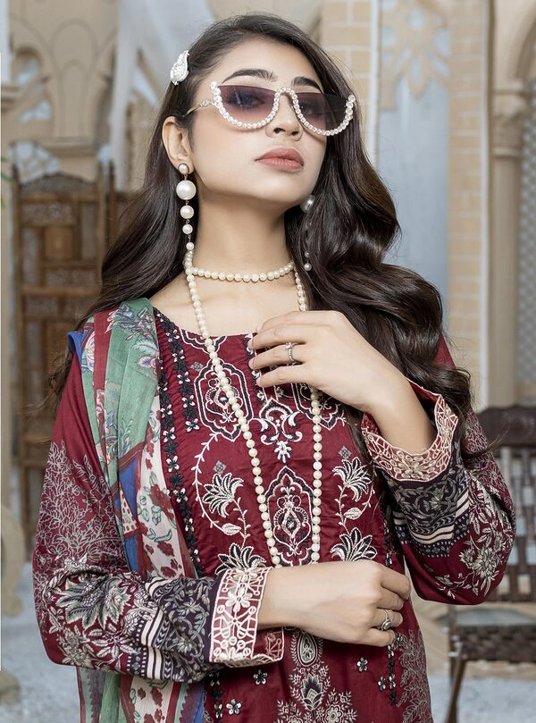 JA-10 Jawed Arts Luxury Embroidered Lawn Unstitched - Image 3