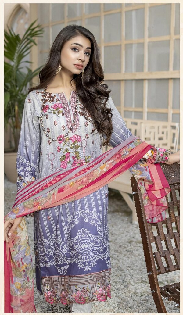JA-12 Jawed Arts Luxury Embroidered Lawn Unstitched - Image 2