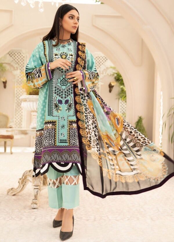 D-3 Vitalia Printed Embroidered Linen Unstitched - Image 2
