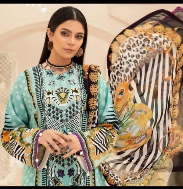 D-3 Vitalia Printed Embroidered Linen Unstitched - Image 6