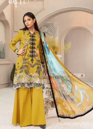 D-4 Vitalia Printed Embroidered Linen Unstitched