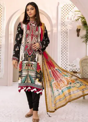 D-6 Vitalia Printed Embroidered Linen Unstitched