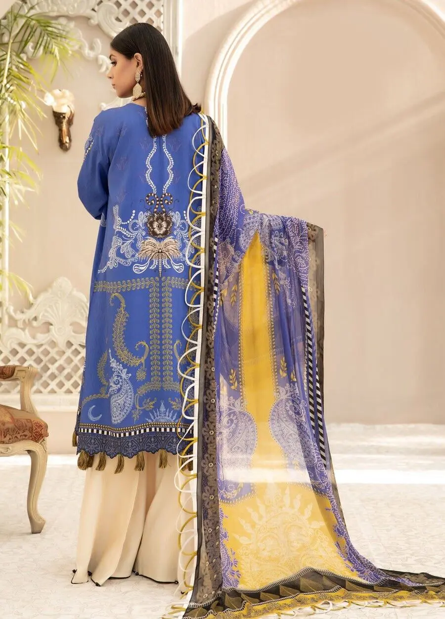 D-7 Vitalia Printed Embroidered Linen Unstitched - Image 3