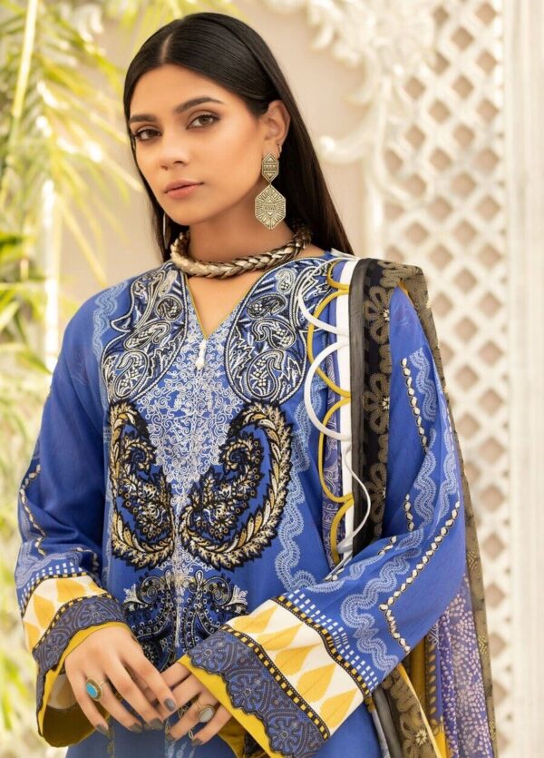 D-7 Vitalia Printed Embroidered Linen Unstitched - Image 9