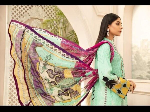 D-8 Vitalia Printed Embroidered Linen Unstitched - Image 4