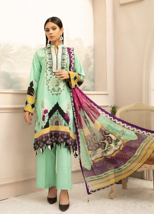 D-8 Vitalia Printed Embroidered Linen Unstitched - Image 6