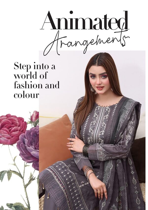 BH-01 Bin Hameed Luxury Embroidered Lawn Unstitched Suit - Image 2