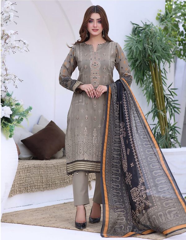 BH-03 Bin Hameed Luxury Embroidered Lawn Unstitched Suit - Image 4