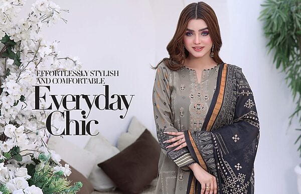 BH-03 Bin Hameed Luxury Embroidered Lawn Unstitched Suit - Image 3