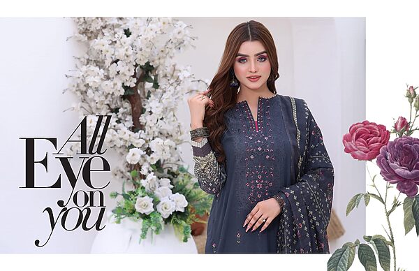 BH-05 Bin Hameed Luxury Embroidered Lawn Unstitched Suit - Image 2