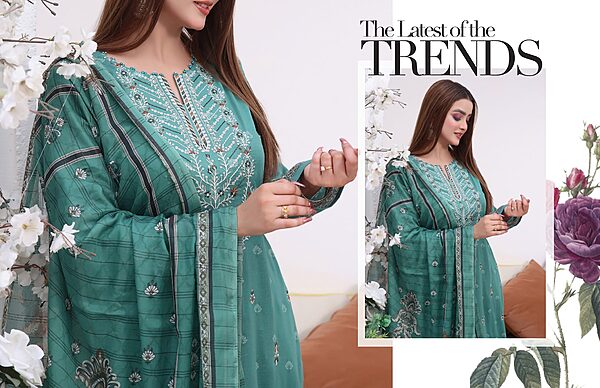 BH-06 Bin Hameed Luxury Embroidered Lawn Unstitched Suit - Image 2
