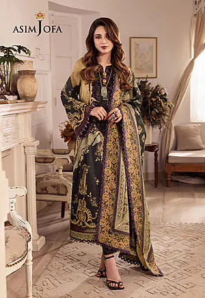 AJNR-09 Asim Jofa Rania Spring Summer Black Unstitched